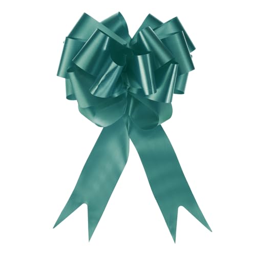QUARKZMAN 10 Stück Geschenk Schleife mit Geschenkbänder Große Ziehschleife 12cm Geschenkschleife Schleifenband Dekoration für Geschenkverpackung Hochzeit Auto Geburtstag, Dunkelgrün von QUARKZMAN