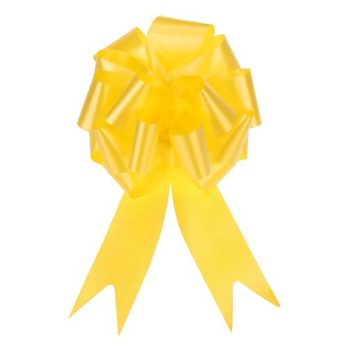 QUARKZMAN 10 Stück Geschenk Schleife mit Geschenkbänder Große Ziehschleife 12cm Geschenkschleife Schleifenband Dekoration für Geschenkverpackung Hochzeit Auto Geburtstag, Gelb von QUARKZMAN