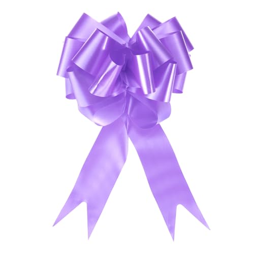 QUARKZMAN 10 Stück Geschenk Schleife mit Geschenkbänder Große Ziehschleife 12cm Geschenkschleife Schleifenband Dekoration für Geschenkverpackung Hochzeit Auto Geburtstag, Hellviolett von QUARKZMAN