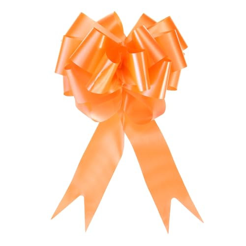 QUARKZMAN 10 Stück Geschenk Schleife mit Geschenkbänder Große Ziehschleife 12cm Geschenkschleife Schleifenband Dekoration für Geschenkverpackung Hochzeit Auto Geburtstag, Orange von QUARKZMAN