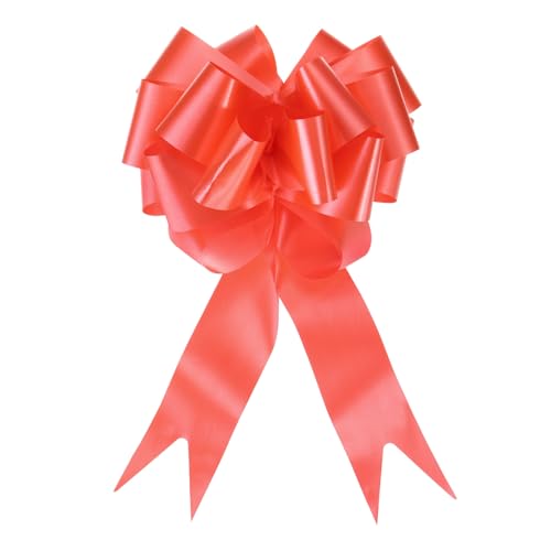 QUARKZMAN 10 Stück Geschenk Schleife mit Geschenkbänder Große Ziehschleife 12cm Geschenkschleife Schleifenband Dekoration für Geschenkverpackung Hochzeit Auto Geburtstag, Rot von QUARKZMAN