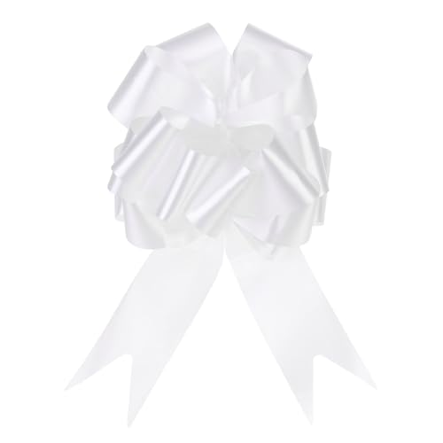 QUARKZMAN 10 Stück Geschenk Schleife mit Geschenkbänder Große Ziehschleife 12cm Geschenkschleife Schleifenband Dekoration für Geschenkverpackung Hochzeit Auto Geburtstag, Weiß von QUARKZMAN