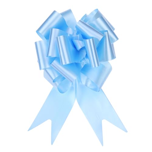 QUARKZMAN 10 Stück Geschenk Schleife mit Geschenkbänder Große Ziehschleife 15cm Geschenkschleife Schleifenband Dekoration für Geschenkverpackung Hochzeit Auto Geburtstag, Hellblau von QUARKZMAN