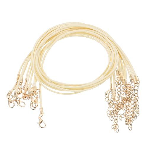 QUARKZMAN 10 Stück Gewachste Halskette, 45cm x 1.5mm Geflochtene Schnur Großhandel Lederband Kette Halskettenschnur mit Verschluss für Armbänder Halsketten DIY Schmuckband, Beige QUARKZMAN 10 Stück Gewachste Halskette, 45cm x 1.5mm Geflochtene Schnur Großhandel Lederband Kette Halskettenschnur mit Verschluss für Armbänder Halsketten DIY Schmuckband, Beige von QUARKZMAN