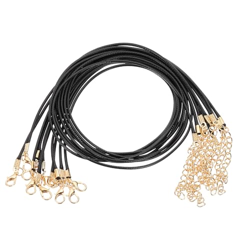QUARKZMAN 10 Stück Gewachste Halskette, 45cm x 1.5mm Geflochtene Schnur Großhandel Lederband Kette Halskettenschnur mit Verschluss für Armbänder Halsketten DIY Schmuckband, Schwarz QUARKZMAN 10 Stück Gewachste Halskette, 45cm x 1.5mm Geflochtene Schnur Großhandel Lederband Kette Halskettenschnur mit Verschluss für Armbänder Halsketten DIY Schmuckband, Schwarz von QUARKZMAN