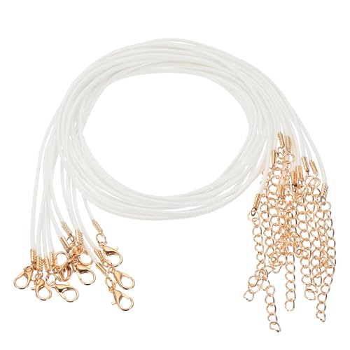 QUARKZMAN 10 Stück Gewachste Halskette, 45cm x 2mm Geflochtene Schnur Großhandel Lederband Kette Halskettenschnur mit Verschluss für Armbänder Halsketten DIY Schmuckband, Weiß QUARKZMAN 10 Stück Gewachste Halskette, 45cm x 2mm Geflochtene Schnur Großhandel Lederband Kette Halskettenschnur mit Verschluss für Armbänder Halsketten DIY Schmuckband, Weiß von QUARKZMAN