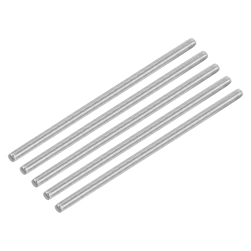 QUARKZMAN 10 Stück Gewindestange M5 x 130mm Vollgewinde Stange 304 Edelstahl Rechtsgewinde Stäbe für Ankerbolzen, Klemmen, Haken und U-Bolzen, 0,8 Gewindesteigung von QUARKZMAN