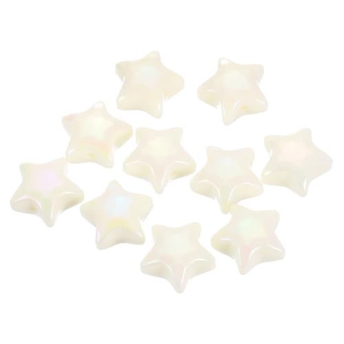 QUARKZMAN 10 Stück Glasperlen zum Auffädeln Sternförmige Perlen, 12x19mm Niedliche Acryl Stern Großpack Perlen für Armbänder Selber Machen Anhänger Ohrring Bastelarbeiten (Hellgelb) von QUARKZMAN