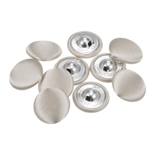 QUARKZMAN 10 Stück Grau Knöpfe mit Stoffüberzug 20mm Satinstoff Bezogen Nähknöpfe Runde Bastelknöpfe Metallschaft Ösenknöpfe Vintage für Mantel Kleidung Jacke Blazer Anzüge DIY von QUARKZMAN