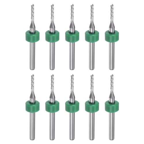 QUARKZMAN 10 Stück Hartmetallfräser 1.6mm Schaft mit Zentrierring , 6-Flöten CNC Fräser für Edelstahl, Verbundwerkstoffe und Legierungen, Silber von QUARKZMAN