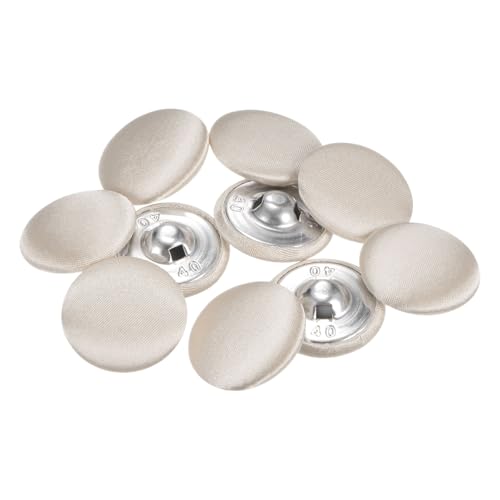 QUARKZMAN 10 Stück Hautfarbe Knöpfe mit Stoffüberzug 25mm Satinstoff Bezogen Nähknöpfe Runde Bastelknöpfe Metallschaft Ösenknöpfe Vintage für Mantel Kleidung Jacke Blazer Anzüge DIY von QUARKZMAN