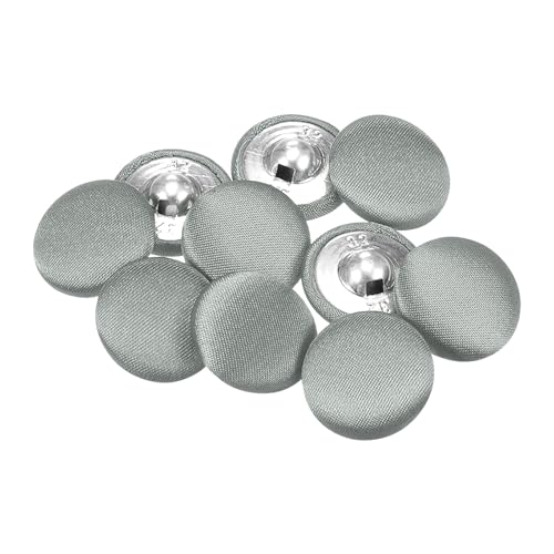 QUARKZMAN 10 Stück Hellgrau Knöpfe mit Stoffüberzug 20mm Satinstoff Bezogen Nähknöpfe Runde Bastelknöpfe Metallschaft Ösenknöpfe Vintage für Mantel Kleidung Jacke Blazer Anzüge DIY von QUARKZMAN