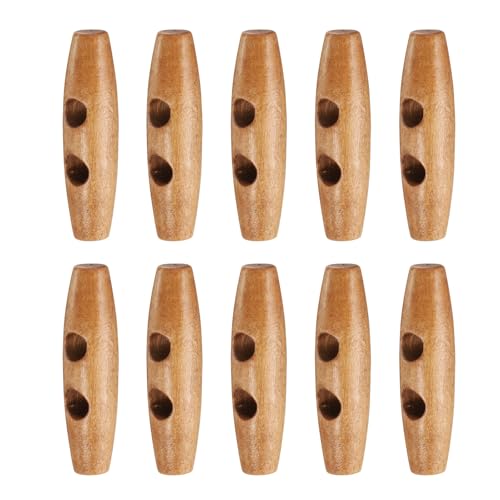 QUARKZMAN 10 Stück Holz Knebelknöpfe 55mm / 2,2" Olive Nähknöpfe 2-Loch Horn Oval Knöpfe Nähzubehör für Mantel Pullover Kleidung DIY Handwerk, Mittelbraun von QUARKZMAN