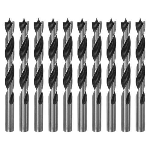 QUARKZMAN 10 Stück Holzbohrer 11mm (28/64") Durchmesser Gerader Rund Schaft Bohrer Metrisch Brad Point 3,9" Bohrtiefe Spiral Twist Bohrer für Schreiner Holzarbeiten Kunststoff Gummi von QUARKZMAN