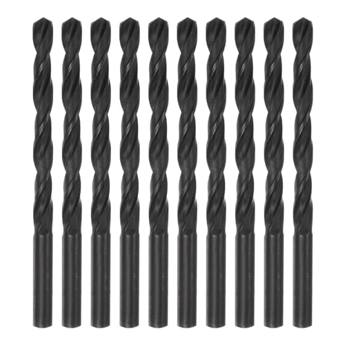 QUARKZMAN 10 Stück Jobber-Bohrer 7mm (9/32") Nitridbeschichteter Hochgeschwindigkeitsstahl (HSS) 4241 Spiralbohrer für Edelstahl Kupfer Aluminiumlegierung Metall Holz Kunststoff Schwarz von QUARKZMAN