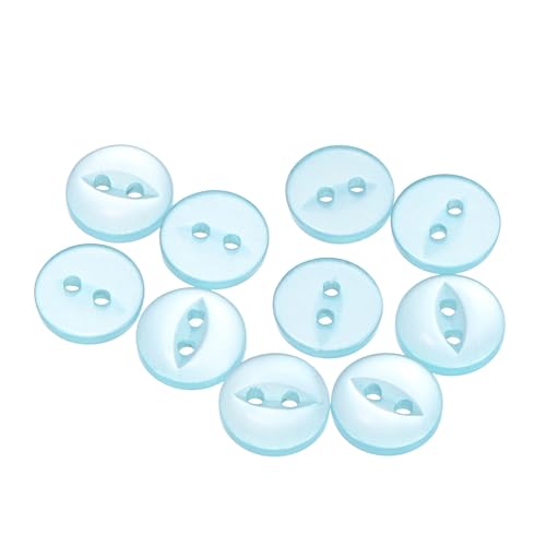 QUARKZMAN 10 Stück Knöpfe 10 mm Harzknöpfe 2 Löcher Rund Bastelknöpfe Kinderknöpfe Klein Babyknöpfe Nähen Mini Buttons zum Annähen T-Shirt Kleidung Scrapbooking Dekorieren, Seeblau von QUARKZMAN