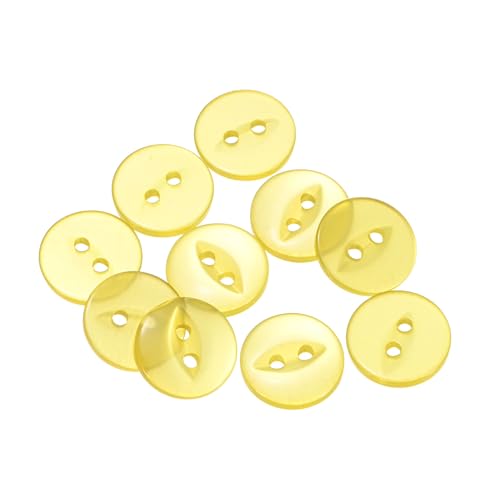 QUARKZMAN 10 Stück Knöpfe 12,5 mm Harzknöpfe 2 Löcher Rund Bastelknöpfe Kinderknöpfe Klein Babyknöpfe Nähen Mini Buttons zum Annähen T-Shirt Kleidung Scrapbooking Dekorieren, Gelb von QUARKZMAN