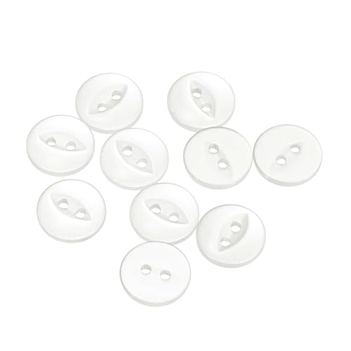 QUARKZMAN 10 Stück Knöpfe 12,5 mm Harzknöpfe 2 Löcher Rund Bastelknöpfe Kinderknöpfe Klein Babyknöpfe Nähen Mini Buttons zum Annähen T-Shirt Kleidung Scrapbooking Dekorieren, Weiß von QUARKZMAN