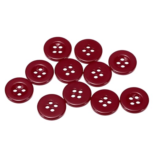 QUARKZMAN 10 Stück Knöpfe 12,5mm Bastelknöpfe Dunkelrot Nähknöpfe Harz Rund Flach 4-Loch Kunststoffknöpfe für Nähen DIY Handwerk Scrapbooking Dekorieren Kleidung Mänteln Blusen Hemden von QUARKZMAN