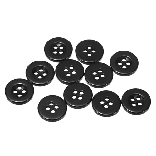 QUARKZMAN 10 Stück Knöpfe 12,5mm Bastelknöpfe Schwarz Nähknöpfe Harz Rund Flach 4-Loch Kunststoffknöpfe für Nähen DIY Handwerk Scrapbooking Dekorieren Kleidung Mänteln Blusen Hemden von QUARKZMAN