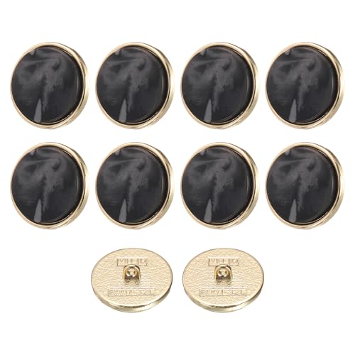 QUARKZMAN 10 Stück Knöpfe 20mm Buttons zum Annähen Marmormuster Runde Bastelknöpfe Ösenknöpfe für Bekleidung Hosen Mantel Jacken Dekorieren Handwerk Selber Machen, Schwarz von QUARKZMAN