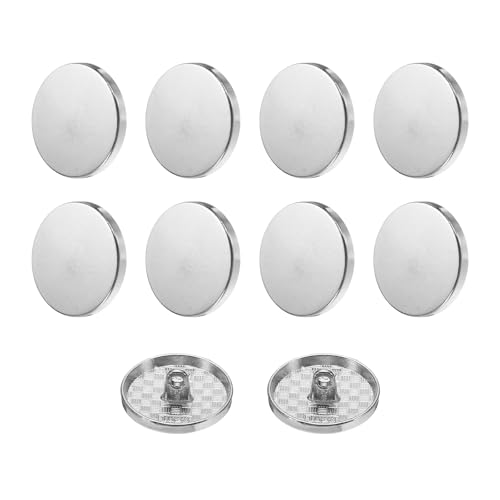 QUARKZMAN 10 Stück Knöpfe 23mm Metall Flache Buttons zum Annähen Runde Bastelknöpfe für Bekleidung Hosen Mantel Jacken Blazer Hemd Anzüge Dekorieren Handwerk Selber Machen, Silber von QUARKZMAN