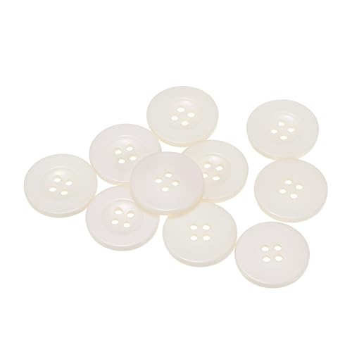 QUARKZMAN 10 Stück Knöpfe 25mm Bastelknöpfe Beige Nähknöpfe Harz Rund Flach 4-Loch Kunststoffknöpfe für Nähen DIY Handwerk Scrapbooking Dekorieren Kleidung Mänteln Blusen Hemden von QUARKZMAN