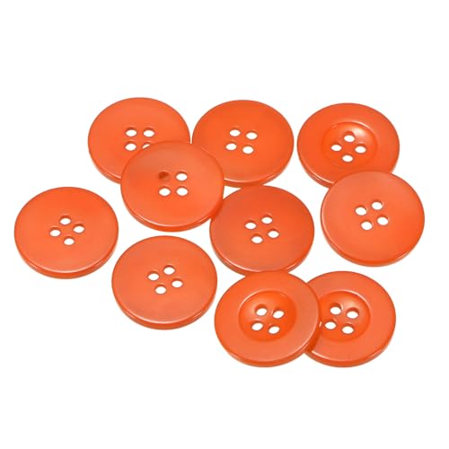 QUARKZMAN 10 Stück Knöpfe 25mm Bastelknöpfe Orange Nähknöpfe Harz Rund Flach 4-Loch Kunststoffknöpfe für Nähen DIY Handwerk Scrapbooking Dekorieren Kleidung Mänteln Blusen Hemden von QUARKZMAN