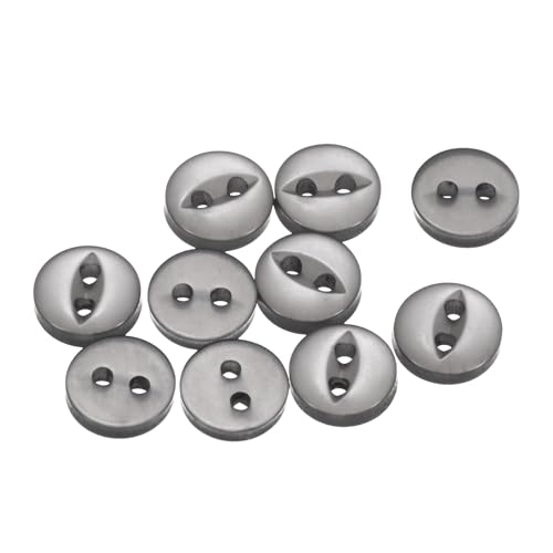 QUARKZMAN 10 Stück Knöpfe 9 mm Harzknöpfe 2 Löcher Rund Bastelknöpfe Kinderknöpfe Klein Babyknöpfe Nähen Mini Buttons zum Annähen T-Shirt Kleidung Scrapbooking Dekorieren, Grau von QUARKZMAN