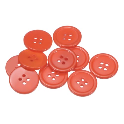 QUARKZMAN 10 Stück Knöpfe Große Nähknöpfe 4/5"(20mm) Harz Kunststoffknöpfe Flach 4 Loch Rund Bastelknöpfe zum Nähen Bekleidung Jacke Hemden Mantel Blazer Stricken Kardigans, Orange von QUARKZMAN