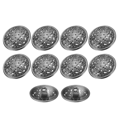 QUARKZMAN 10 Stück Knöpfe Schwarz Trachtenknöpfe 20mm Antik Flache Metallknöpfe mit Blumen Muster, Runde Aushöhlung Ösenknöpfe Vintage Buttons für Strick Dirndl Nähen Basteln Dekorationen von QUARKZMAN