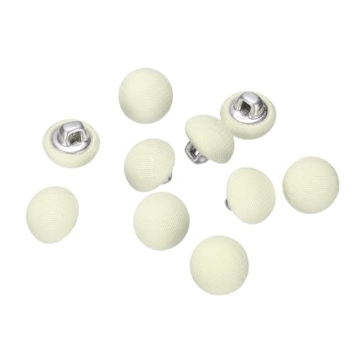 QUARKZMAN 10 Stück Knöpfe mit Stoffüberzug 10mm Buttons zum Annähen Metallschaft Ösen Stoffknöpfe Halbkreis Nähknöpfe Vintage Ösenknöpfe für Anzüge Mantel Jacken Blazer Hemd, Beige von QUARKZMAN
