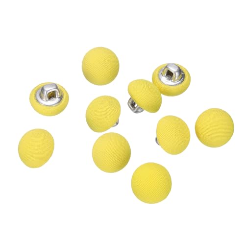 QUARKZMAN 10 Stück Knöpfe mit Stoffüberzug 10mm Buttons zum Annähen Metallschaft Ösen Stoffknöpfe Halbkreis Nähknöpfe Vintage Ösenknöpfe für Anzüge Mantel Jacken Blazer Hemd, Dunkelgelb von QUARKZMAN
