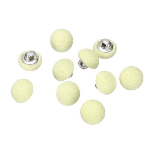 QUARKZMAN 10 Stück Knöpfe mit Stoffüberzug 10mm Buttons zum Annähen Metallschaft Ösen Stoffknöpfe Halbkreis Nähknöpfe Vintage Ösenknöpfe für Anzüge Mantel Jacken Blazer Hemd, Gelb von QUARKZMAN