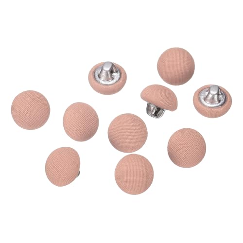 QUARKZMAN 10 Stück Knöpfe mit Stoffüberzug 10mm Buttons zum Annähen Metallschaft Ösen Stoffknöpfe Halbkreis Nähknöpfe Vintage Ösenknöpfe für Anzüge Mantel Jacken Blazer Hemd, Hellrot von QUARKZMAN