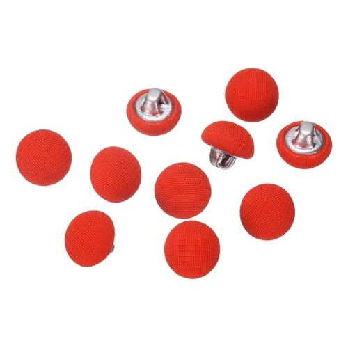 QUARKZMAN 10 Stück Knöpfe mit Stoffüberzug 10mm Buttons zum Annähen Metallschaft Ösen Stoffknöpfe Halbkreis Nähknöpfe Vintage Ösenknöpfe für Anzüge Mantel Jacken Blazer Hemd, Rot von QUARKZMAN