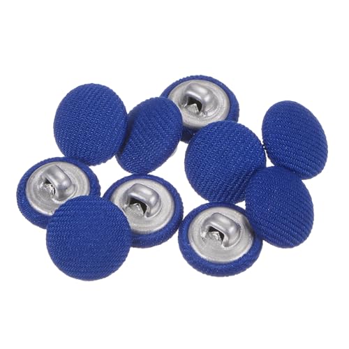 QUARKZMAN 10 Stück Knöpfe mit Stoffüberzug 12,5mm Runder Metallschaft Ösen Stoffknöpfe mit Stoff bezogen Nähknöpfe Vintage Ösenknöpfe für Anzüge Kleider Blusen Bastel DIY, Dunkelblau von QUARKZMAN