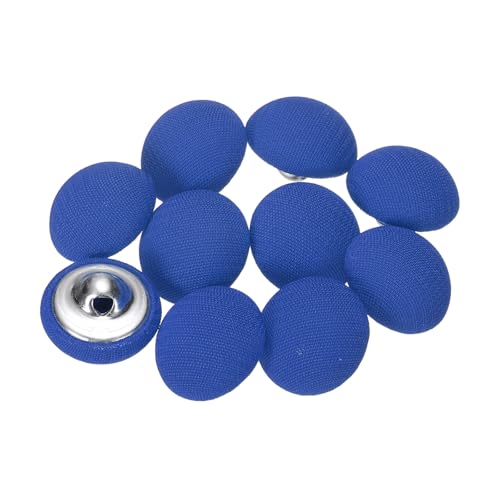QUARKZMAN 10 Stück Knöpfe mit Stoffüberzug 15mm Buttons zum Annähen Metallschaft Ösen Stoffknöpfe Halbkreis Nähknöpfe Vintage Ösenknöpfe für Anzüge Mantel Jacken Blazer Hemd, Dunkelblau von QUARKZMAN