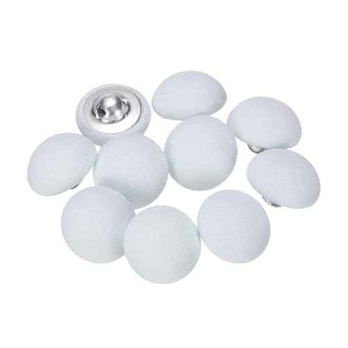 QUARKZMAN 10 Stück Knöpfe mit Stoffüberzug 15mm Buttons zum Annähen Metallschaft Ösen Stoffknöpfe Halbkreis Nähknöpfe Vintage Ösenknöpfe für Anzüge Mantel Jacken Blazer Hemd, Hellblau von QUARKZMAN
