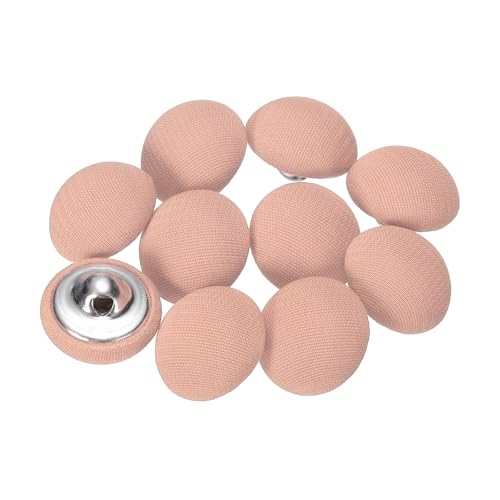 QUARKZMAN 10 Stück Knöpfe mit Stoffüberzug 15mm Buttons zum Annähen Metallschaft Ösen Stoffknöpfe Halbkreis Nähknöpfe Vintage Ösenknöpfe für Anzüge Mantel Jacken Blazer Hemd, Hellrot von QUARKZMAN