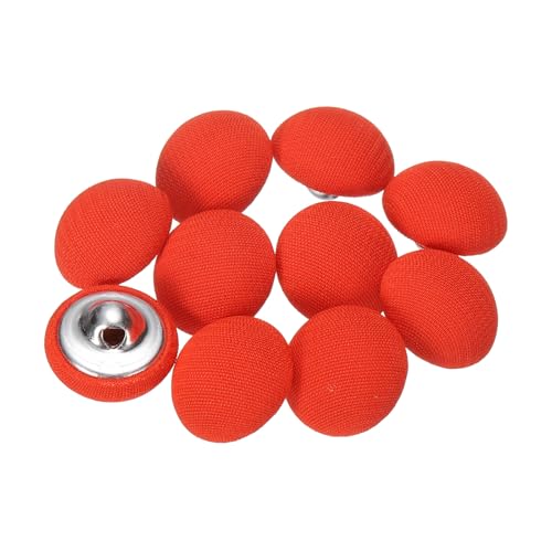 QUARKZMAN 10 Stück Knöpfe mit Stoffüberzug 15mm Buttons zum Annähen Metallschaft Ösen Stoffknöpfe Halbkreis Nähknöpfe Vintage Ösenknöpfe für Anzüge Mantel Jacken Blazer Hemd, Rot von QUARKZMAN