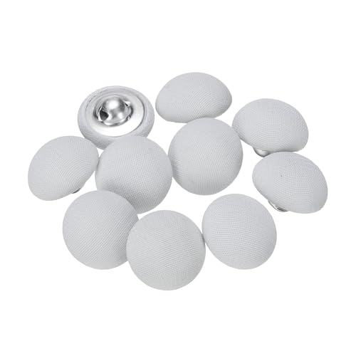 QUARKZMAN 10 Stück Knöpfe mit Stoffüberzug 15mm Buttons zum Annähen Metallschaft Ösen Stoffknöpfe Halbkreis Nähknöpfe Vintage Ösenknöpfe für Anzüge Mantel Jacken Blazer Hemd, Silbergrau von QUARKZMAN
