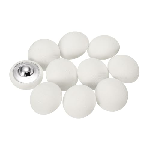 QUARKZMAN 10 Stück Knöpfe mit Stoffüberzug 20mm Buttons zum Annähen Metallschaft Ösen Stoffknöpfe Halbkreis Nähknöpfe Vintage Ösenknöpfe für Anzüge Mantel Jacken Blazer Hemd, Cremeweiß von QUARKZMAN