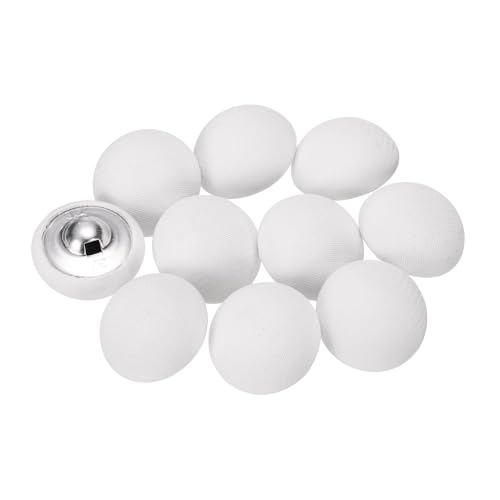 QUARKZMAN 10 Stück Knöpfe mit Stoffüberzug 20mm Buttons zum Annähen Metallschaft Ösen Stoffknöpfe Halbkreis Nähknöpfe Vintage Ösenknöpfe für Anzüge Mantel Jacken Blazer Hemd, Weiß von QUARKZMAN