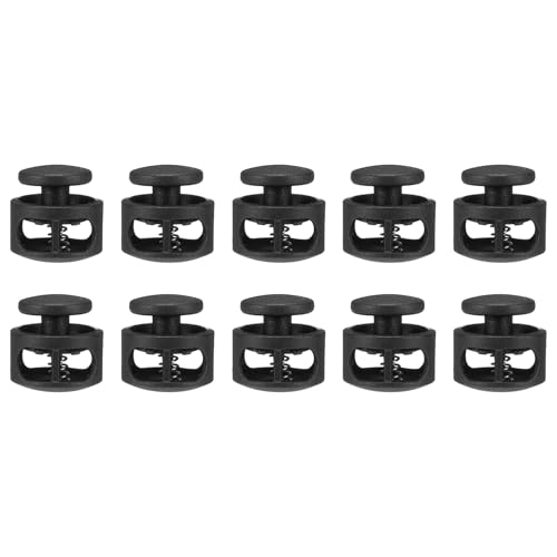 QUARKZMAN 10 Stück Kordelstopper 6mm, 2 Loch Frühling Knebelverschluss, Kunststoff Elastische Kordelversteller für Zugbänder Paracord Schnürsenkel Kleidung Gepäck Rucksack Camping, Schwarz QUARKZMAN 10 Stück Kordelstopper 6mm, 2 Loch Frühling Knebelverschluss, Kunststoff Elastische Kordelversteller für Zugbänder Paracord Schnürsenkel Kleidung Gepäck Rucksack Camping, Schwarz von QUARKZMAN