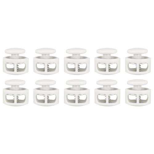 QUARKZMAN 10 Stück Kordelstopper 6mm, 2 Loch Frühling Knebelverschluss, Kunststoff Elastische Kordelversteller für Zugbänder Paracord Schnürsenkel Kleidung Gepäck Rucksack Camping, Weiß QUARKZMAN 10 Stück Kordelstopper 6mm, 2 Loch Frühling Knebelverschluss, Kunststoff Elastische Kordelversteller für Zugbänder Paracord Schnürsenkel Kleidung Gepäck Rucksack Camping, Weiß von QUARKZMAN
