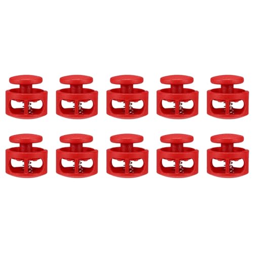 QUARKZMAN 10 Stück Kunststoff-Kordelstopper Doppelloch-Feder-Knebelverschluss Clip Elastischer Verschlussriegel für Zugband, Paracord, Taschen, Kleidung, Handschuhe Schnur Ersatz, Rot QUARKZMAN 10 Stück Kunststoff-Kordelstopper Doppelloch-Feder-Knebelverschluss Clip Elastischer Verschlussriegel für Zugband, Paracord, Taschen, Kleidung, Handschuhe Schnur Ersatz, Rot von QUARKZMAN