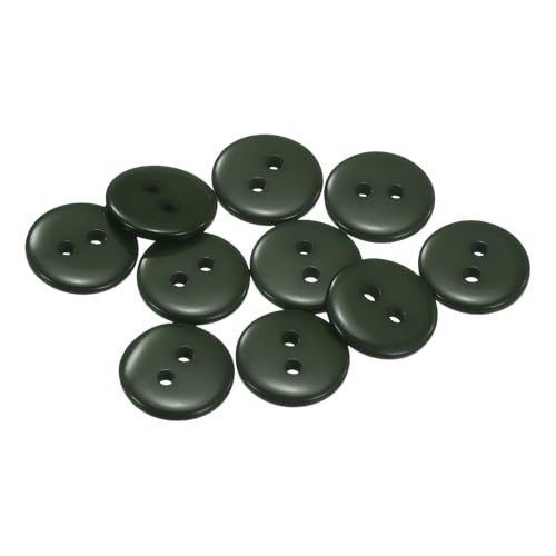 QUARKZMAN 10 Stück Nähknopf 1/2" (12,5 mm) 2 Löcher Harz Runde Handwerk Ersatzknöpfe für Kleidung DIY Handwerk Dekoration, Dunkelgrün von QUARKZMAN