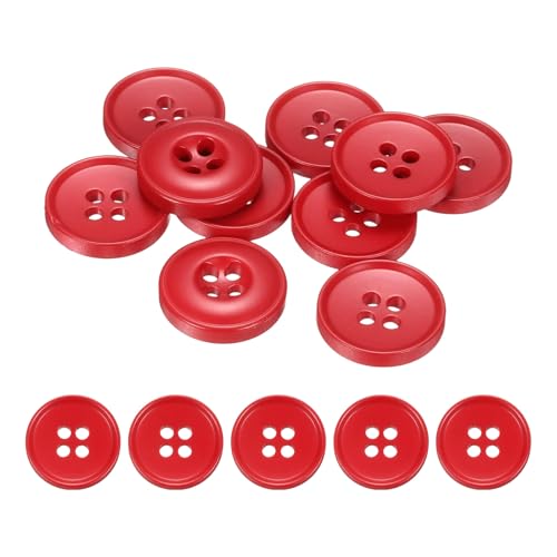 QUARKZMAN 10 Stück Nähknopf 18mm (0,71") 4 Löcher Harz Runde Bastelknöpfe für Kleidung DIY Handwerk Dekoration, Tiefrot von QUARKZMAN