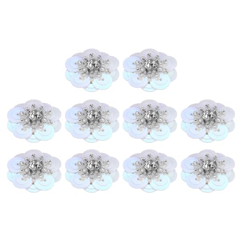 QUARKZMAN 10 Stück Pailletten Perlen Blumen Patches, 25mm Handgemachte Paillette Kristall Applikation Nähen Perlen Blumen Applikation für Kleid Taschen Stirnband Dekor, AB Farbe QUARKZMAN 10 Stück Pailletten Perlen Blumen Patches, 25mm Handgemachte Paillette Kristall Applikation Nähen Perlen Blumen Applikation für Kleid Taschen Stirnband Dekor, AB Farbe von QUARKZMAN